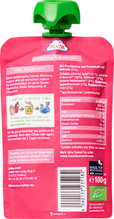 Quetschie Erdbeere, Heidelbeere, Apfel & Vollkorn ab 6 Monaten FruchtBar