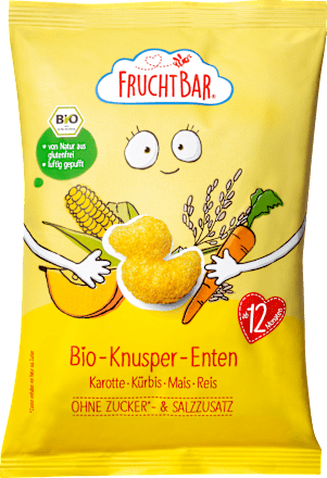 Kindersnack Bio Knusper Enten Karotte,Kürbis, Mais und Reis ab 12 Monaten FruchtBar
