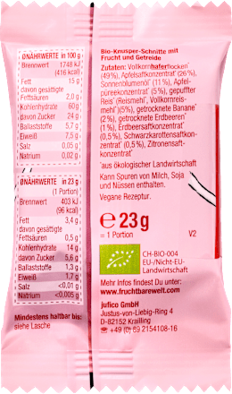 Kindersnack Bio Knusper-Schnitte Erdbeere, banane und Apfel ab 1 Jahr FruchtBar