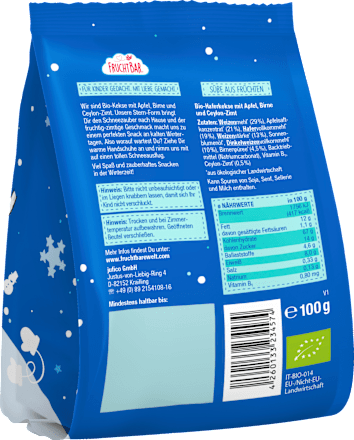 Kinderkekse Winterstern Hafer, Apfel, Birne & Zimt, ab 12 Monaten FruchtBar