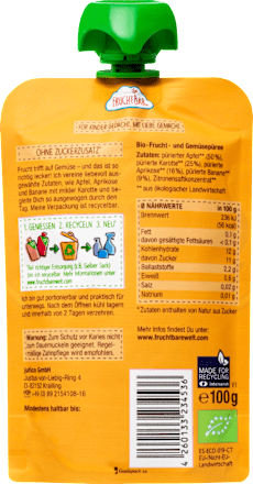 Quetschie Apfel, Karotte, Aprikose, Banane, ab 6 Monaten FruchtBar