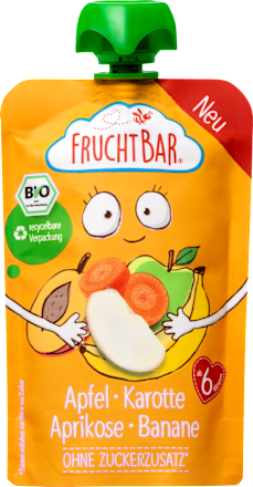 Quetschie Apfel, Karotte, Aprikose, Banane, ab 6 Monaten FruchtBar