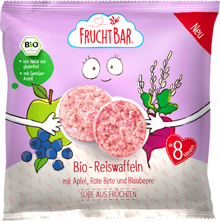 Babysnack Reiswaffeln mit Apfel, rote Bete & Blaubeere ab 8 Monaten FruchtBar