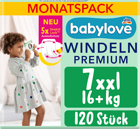 Plienky Premium - veľ. 7 xxl (16+ kg) Monats Pack babylove
