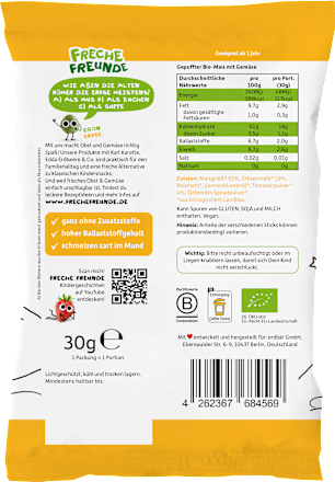 Kindersnack Knusper-Sticks Bunter Gemüse-Mix Freche Freunde
