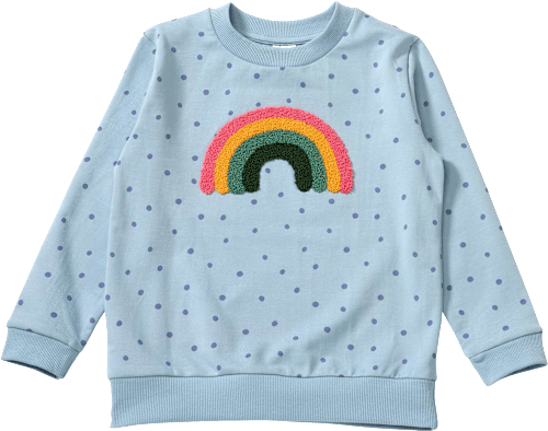 Sweatshirt mit Regenbogen-Applikation & Punkte-Muster, blau, Gr. 134 ALANA
