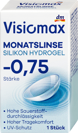 Lentilă lunară din silicon-hidrogel Dioptrie -0,75 Visiomax
