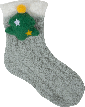 Kinder Weihnachtssocken grau mit Weihnachtsbaum, Gr. One Size PURSET