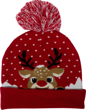 Kinderbeanie rot mit Bommel PURSET
