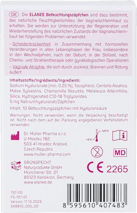 Befeuchtungszäpfchen Elanee