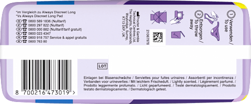 discreet Einlagen Inkontinenz Long Plus always
