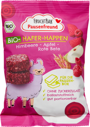 Kindersnack Pausenfreund Hafer-Happen, Himbeere, Apfel & Rote Bete ab 3 Jahren FRUCHTBAR Pausenfreund