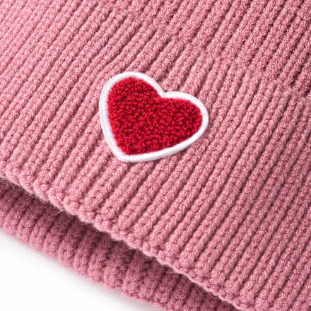 Mütze mit Herz-Applikation, rosa, Gr. 52/53 PUSBLU