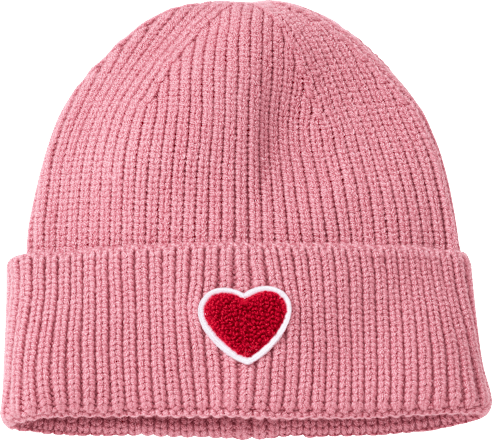 Mütze mit Herz-Applikation, rosa, Gr. 52/53 PUSBLU