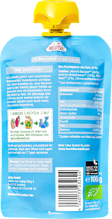 Quetschie Heidelbeere, Banane & Reis ab 6 Monaten FruchtBar