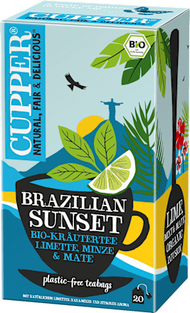 Kräutertee "Brazilian Sunset" mit Limette, Minze & Mate (20 Beutel) Cupper
