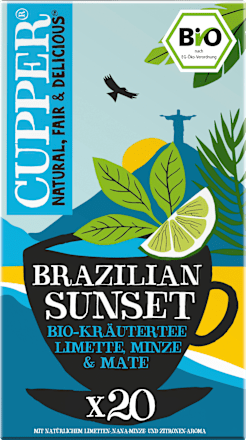 Kräutertee "Brazilian Sunset" mit Limette, Minze & Mate (20 Beutel) Cupper