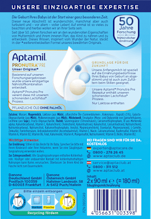 Anfangsmilch Pronutra Pre trinkfertig von Geburt an, 2x90 ml Aptamil