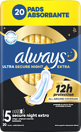 Damski nočni vložki Ultra Secure Night Extra, velikost 5 always