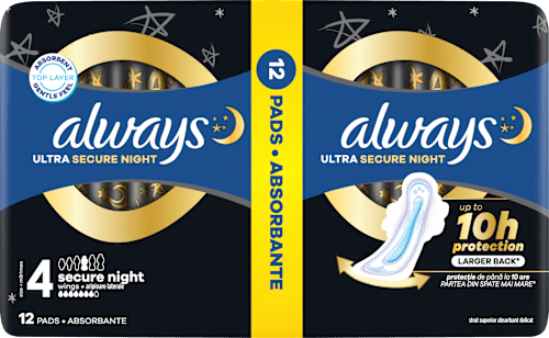 Ultra Secure Night damski nočni vložki duo, velikost 4 always