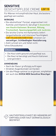 Gesichtscreme Sensitive LSF 15 NIVEA MEN