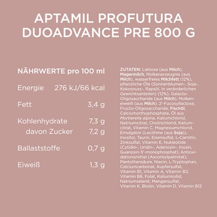 Anfangsmilch Pre Profutura Duo Advance von Geburt an  Aptamil