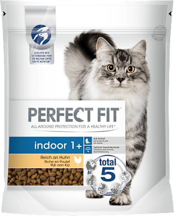 Trockenfutter Katze Indoor mit Huhn, Adult 1+ PERFECT FIT