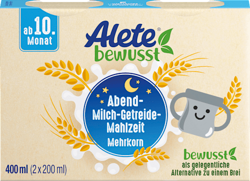 Abendbrei Milch Getreide Mehrkorn ab 10. Monat, 2x200ml Alete bewusst