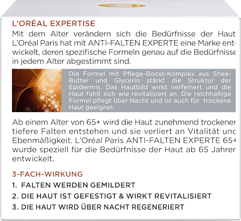 Anti Falten Nachtcreme Experte 65+ L'ORÉAL PARiS