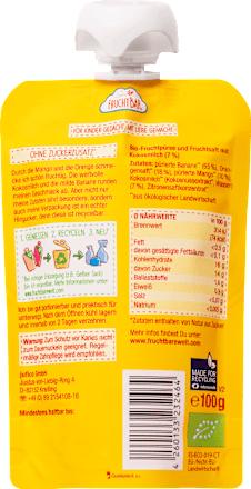 Quetschie Mango, Orange, Kokosmilch & Banane, ab 6 Monaten FruchtBar