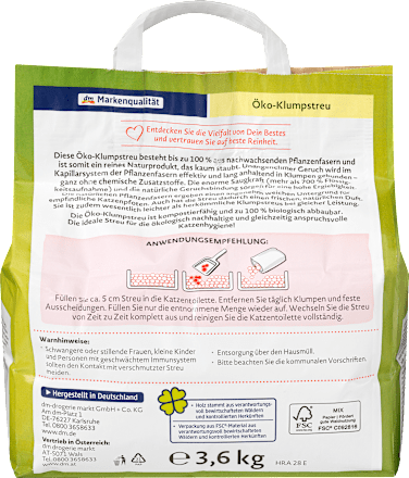 Öko macskaalom, 100% növényi rostokból Dein Bestes