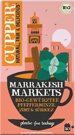 Kräutertee "Marrakesh Markets" mit Pfefferminze, Zimt & Süßholz (20 Beutel) Cupper
