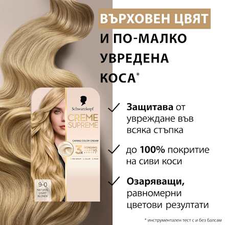 Боя за коса Creme Supreme - Nr. 9-0  Естествено светло русо Schwarzkopf CREME SUPREME
