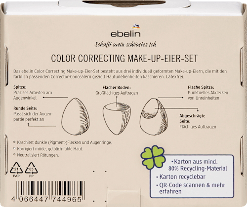 Color Correcting Make-up Eier-Set ebelin