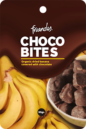 Banane deshidratate învelite în ciocolată fruandes