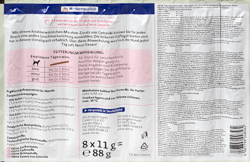 Jutalomrúd mix kutyáknak, 8 db x 11 g Dein Bestes