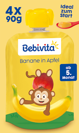 Quetschie Banane in Apfel nach dem 5. Monat (4x90 g) Bebivita