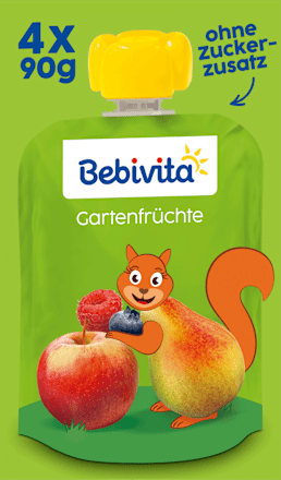 Quetschie Bärenstark Gartenfrüchte ab 1 Jahr (4x90 g) Bebivita