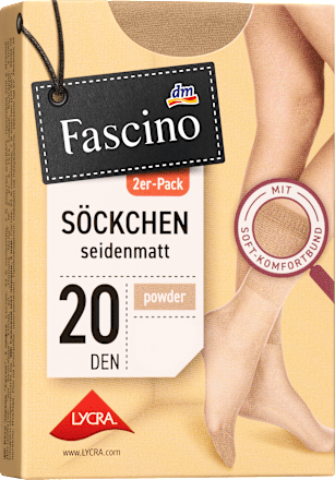 Sokne svilenkasto mat 20 DEN, veličina 35-38, boja pudera, 2 para Fascino