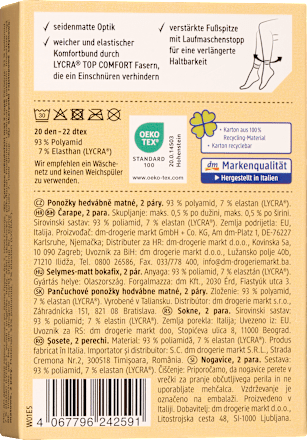 Sokne svilenkasto mat 20 DEN, veličina 35-38, boja pudera, 2 para Fascino