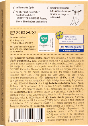 Dokoljenice 20den svilenkasto-mat, crne, 39-42, 2 para Fascino