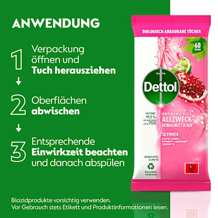Allzwecktücher Granatapfel & Limette Dettol
