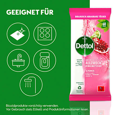 Allzwecktücher Granatapfel & Limette Dettol