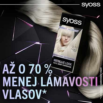 Farba na vlasy Metallic Collection Permanent Color - 12-53 perleťovo platinový syoss