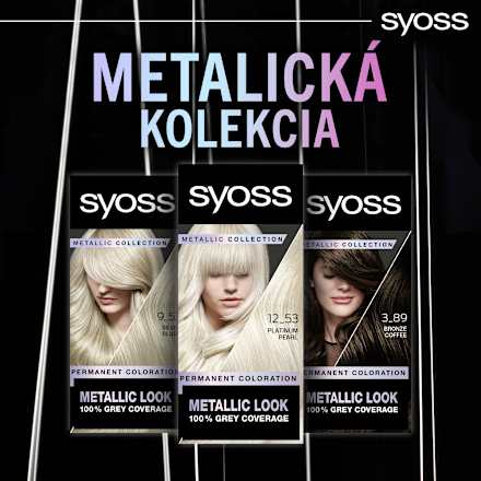Farba na vlasy Metallic Collection Permanent Color - 12-53 perleťovo platinový syoss