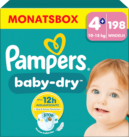 Windeln Baby Dry Gr. 4+ Maxi (10-15 kg) Monatsbox Pampers