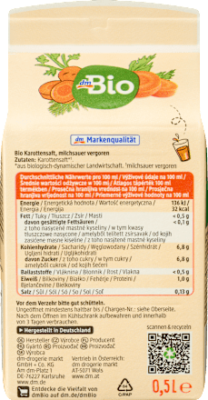 Mrkvová šťava, mliečne kvasená dmBio