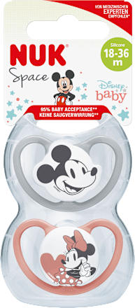 Schnuller Space Mickey grau/rot 18-36 Monate NUK