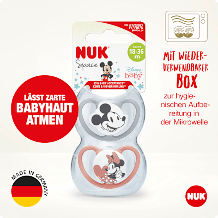 Schnuller Space Mickey grau/rot 18-36 Monate NUK