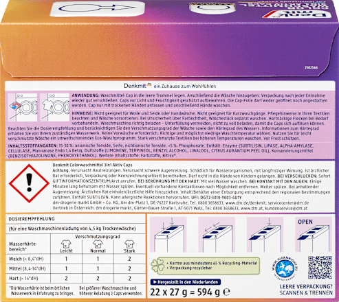 Mosókapszula 3in1, színes textíliákhoz, 22 mosás Denkmit